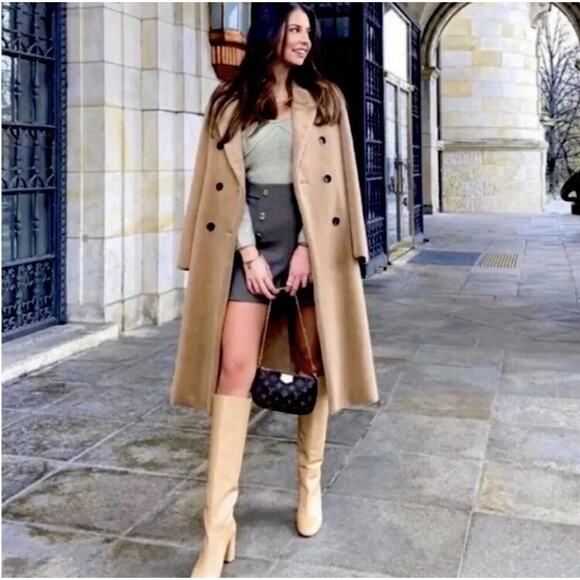 ZARA Light Brown Beige Faux Fur Long Coat Trench Blogger Favorite | Large - Picture 10 of 16